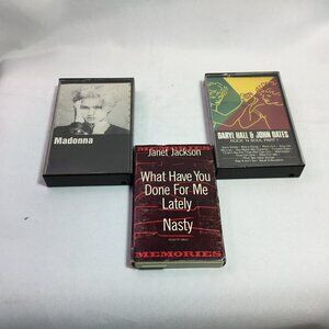 Madonna Cassette Lot Vintage Tape Self Titled, Hall And Oates Best Of, Janet Jac